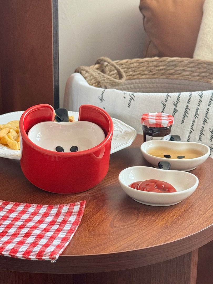 可爱苹果调味碟创意陶瓷卡通火锅蘸料碟高颜值精致厨房醋碟蘸酱碟详情6