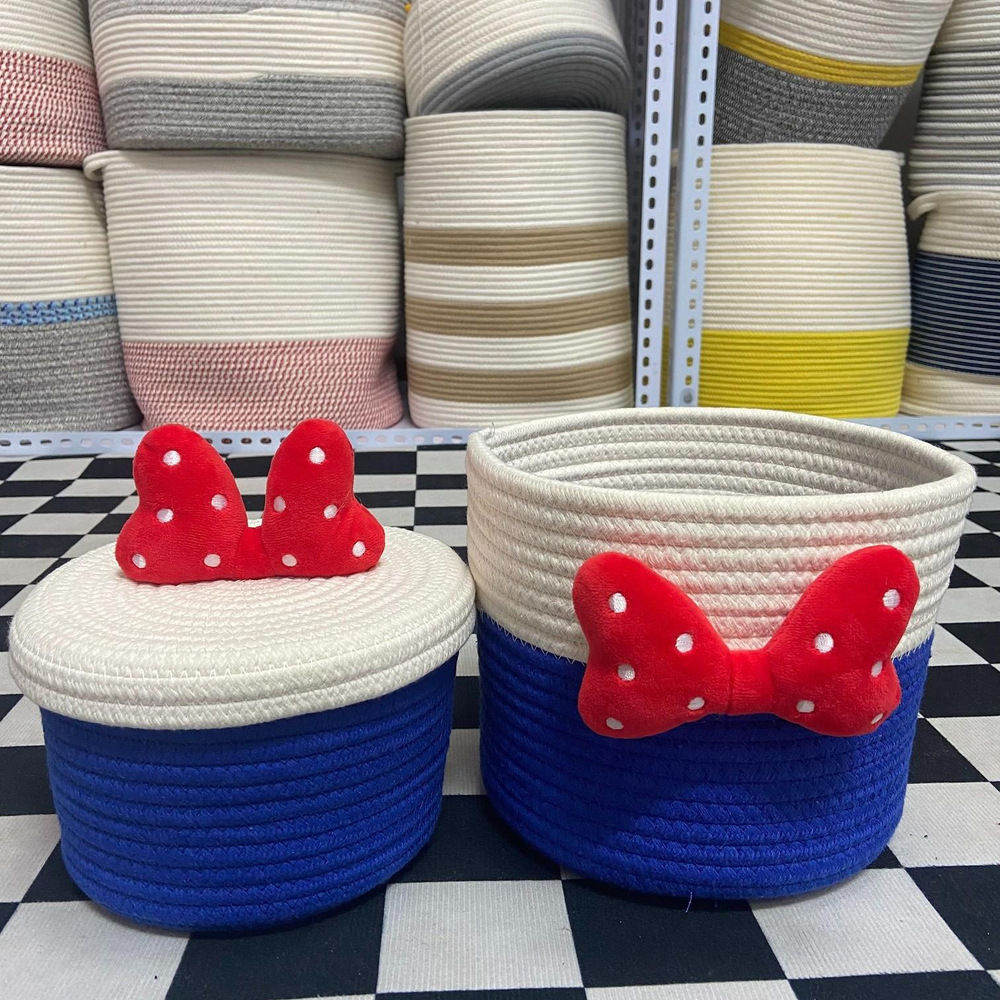 零食棉线收纳筐编织卡通家用客厅茶几储物床头钥匙桌面整理收纳篮详情8