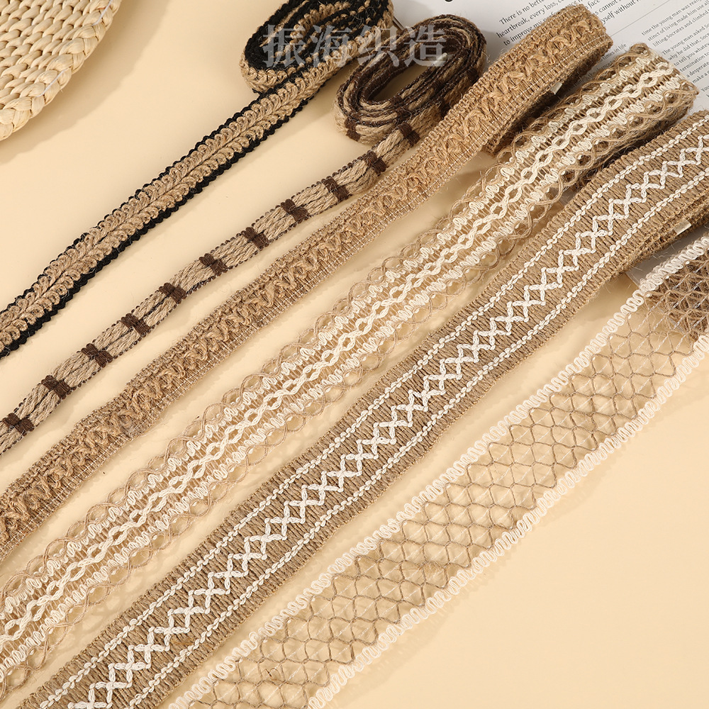 diy黄麻绳织带蝴蝶结蕾丝花边织带家纺家饰装饰黄麻蕾丝麻线花边详情3