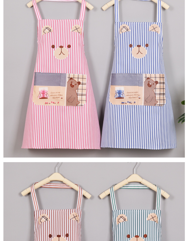 Korean cartoon neck-hanging apron bear waterproof, stain-resistant, oil-resistant and wear-resistant shoulder strap apron kitchen home cooking sleeveless baking waistband pic 10
