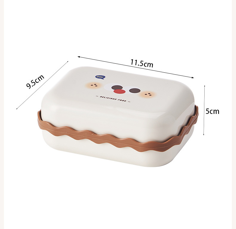 Soap box with lid, draining water, student dormitory bathroom, home bathroom, cartoon cute creative portable soap box pic 2