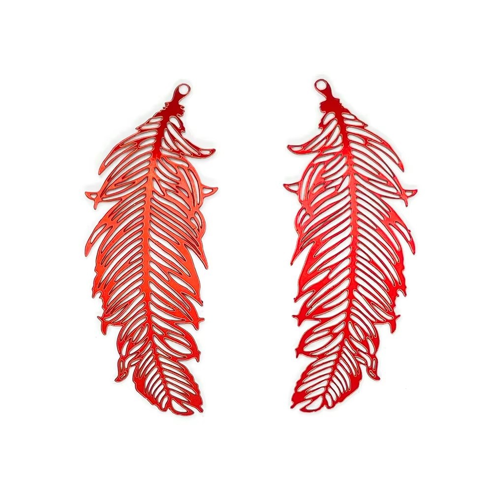 47*19mm欧美小众复古风镂空花纹彩色羽毛耳环 DIY手工项链配件 独特饰品其他分类详情7