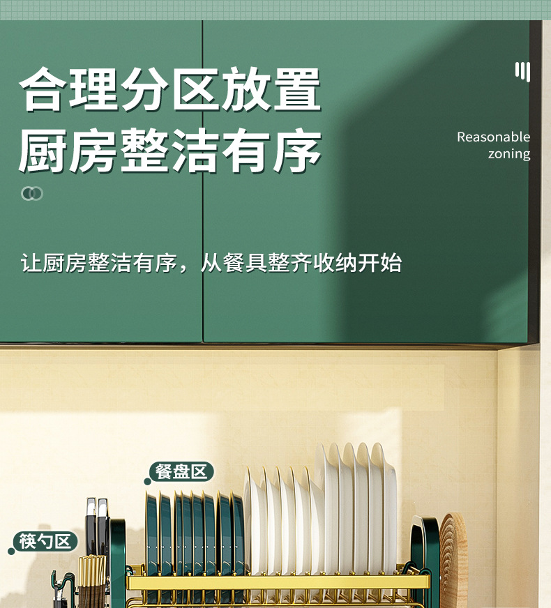 厨房台面沥水架不锈钢烤漆碗碟菜板收纳架落地式刀具筷子置物架详情7