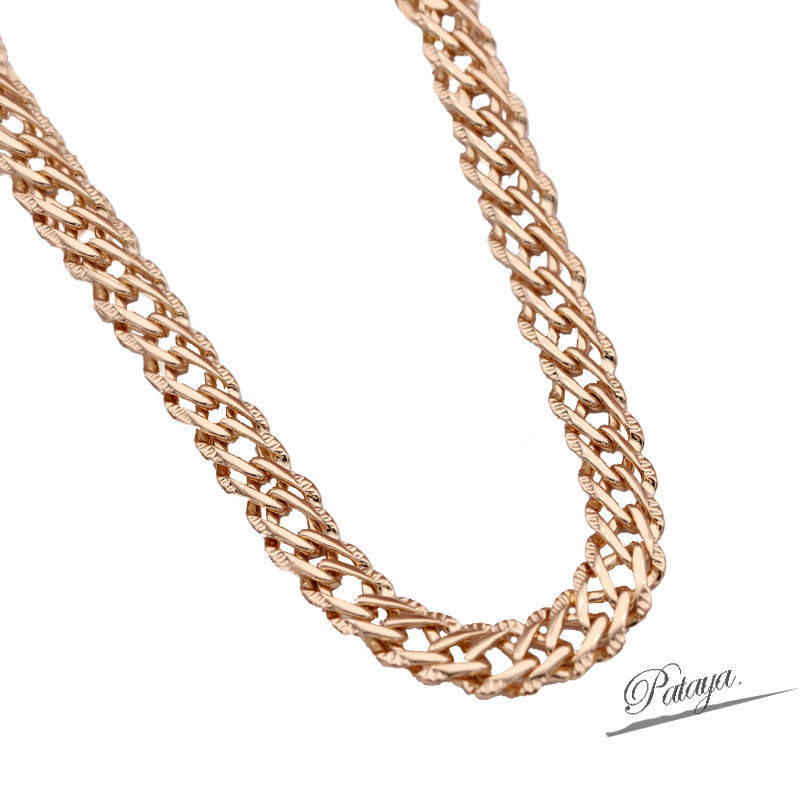 PATAYA花边585玫瑰金真金保色电镀波纹铜链精致意大利手链项链配详情4