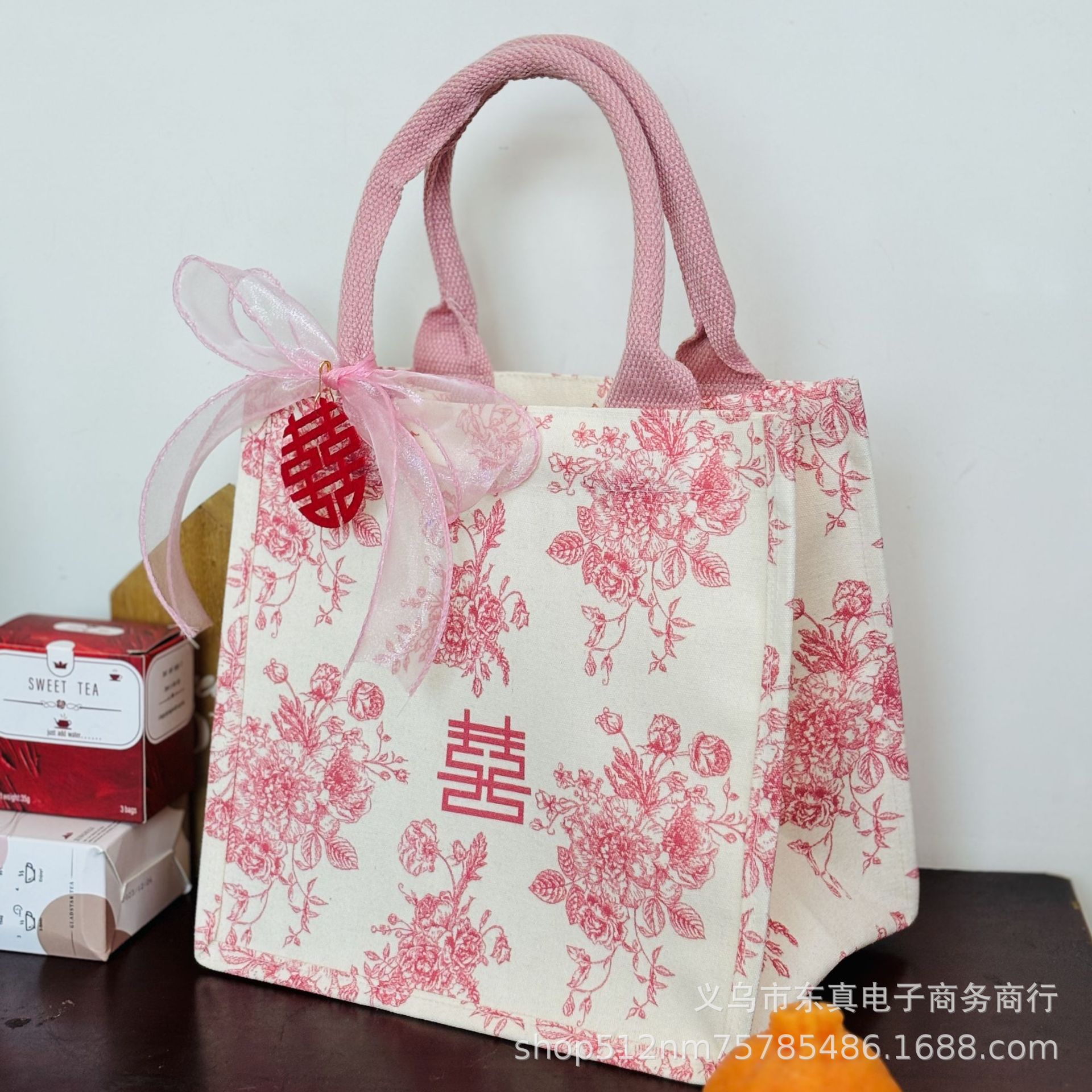 伴手礼女伴娘糖果礼品高档布艺创意婚庆包装帆布袋结婚回礼手提袋详情13