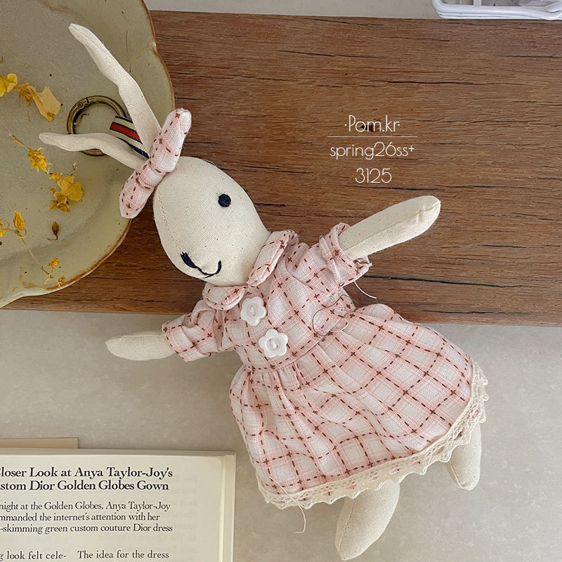 韩版新款兔子布艺手作玩偶挂件儿童宝宝生日礼物背包挂饰复古饰品详情7