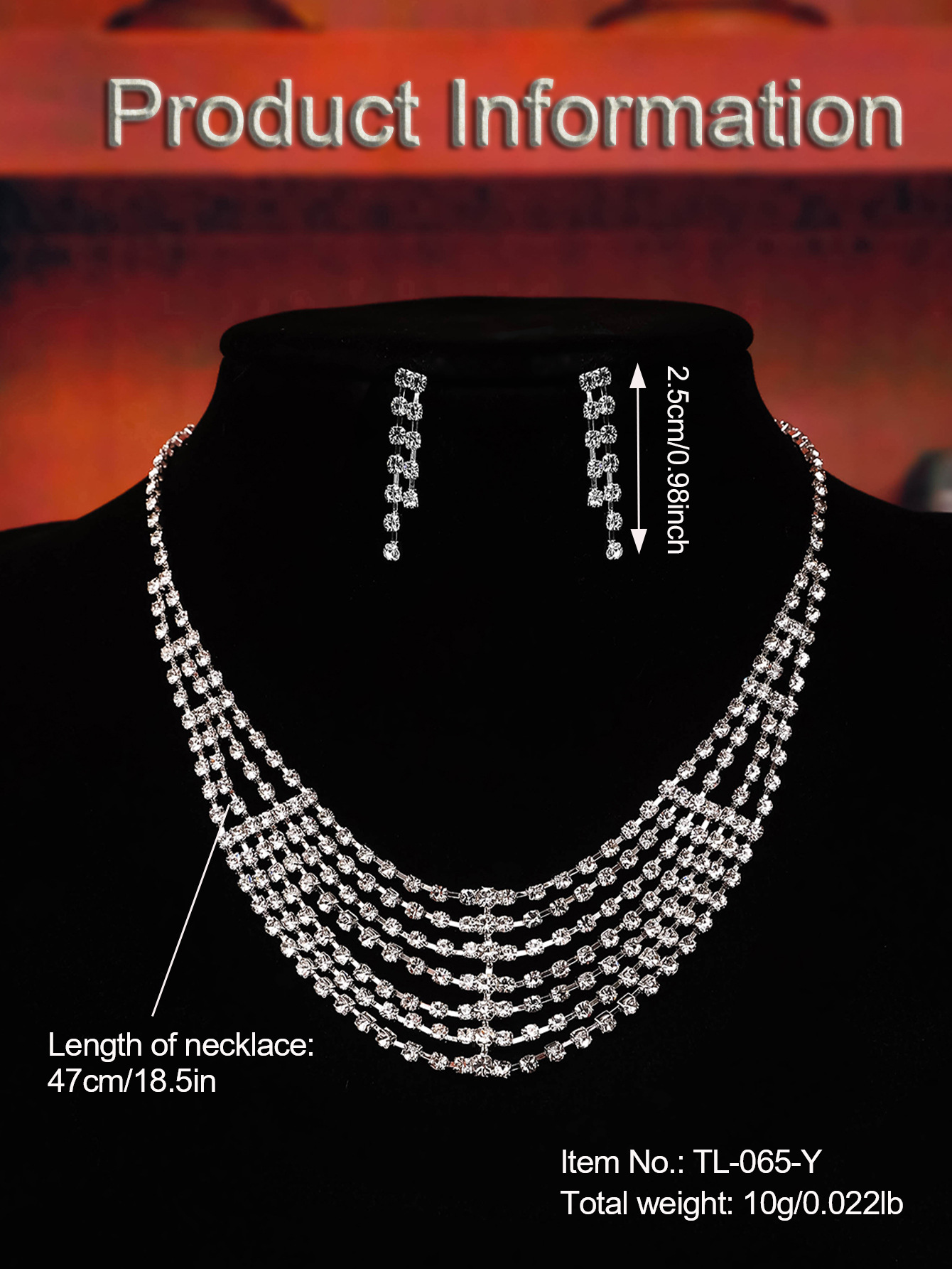 Cross border nupcial accesorio lady collar decoración moda banquete fiesta de boda elegante temperamento set collar pendientes pic 2