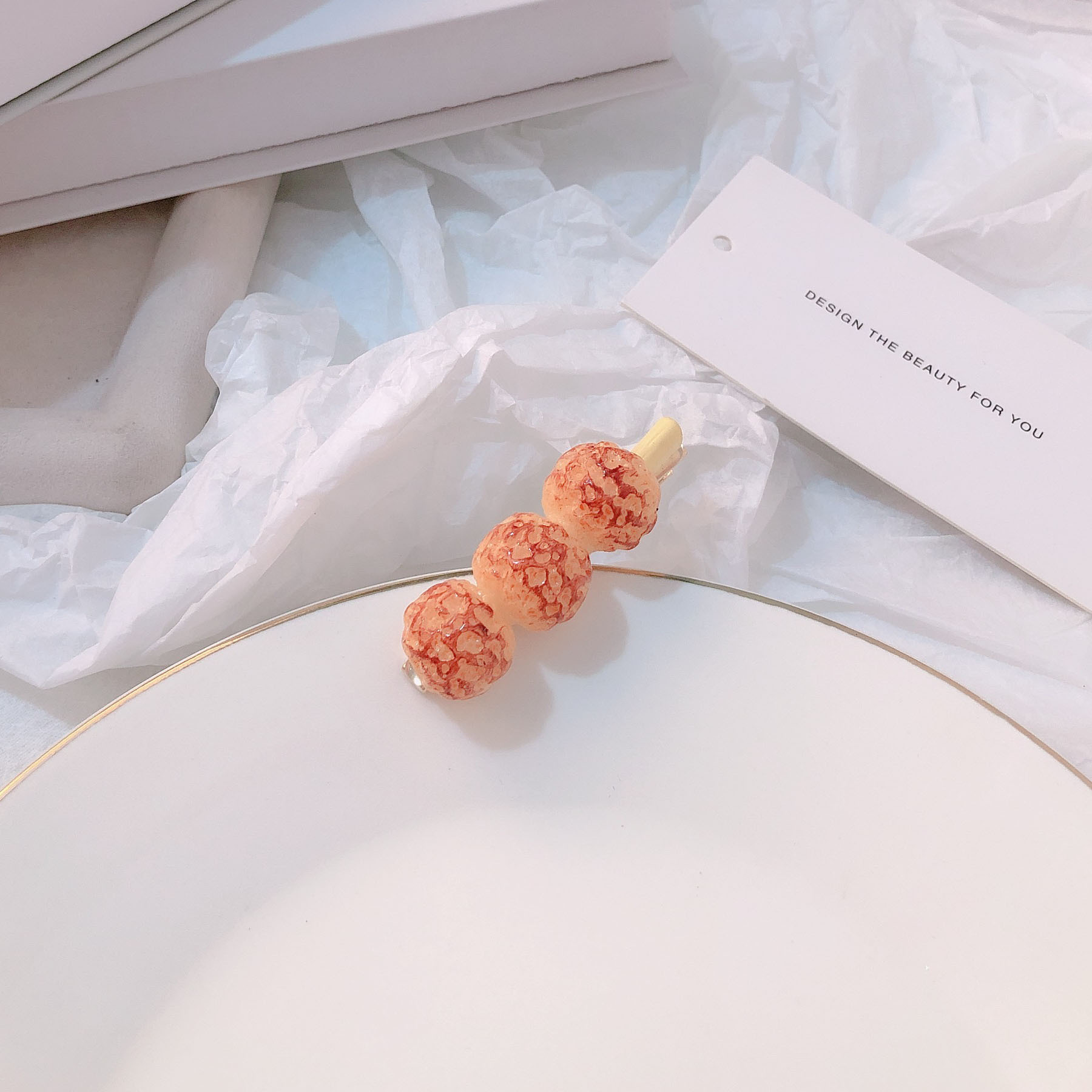 Fun ribs, simulated food, crab claws, funny grilled meat, hair clips, sea cucumber, creative side clips, sugar-coated haws, hair accessories pic 12