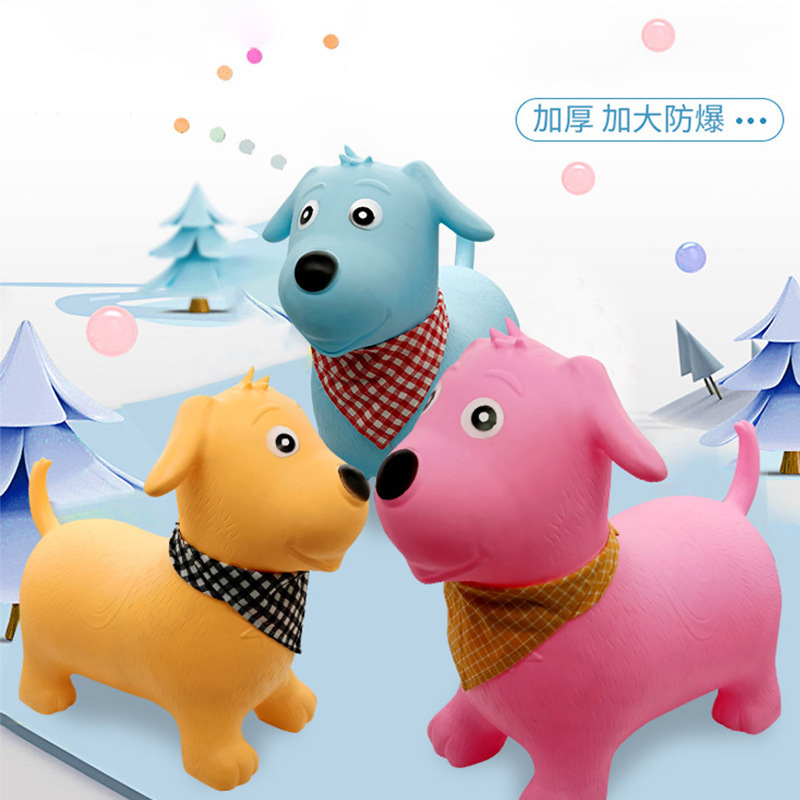 厂家地摊批发充气跳跳马精灵彩绘加大加厚PVC橡皮狗儿童玩具详情2