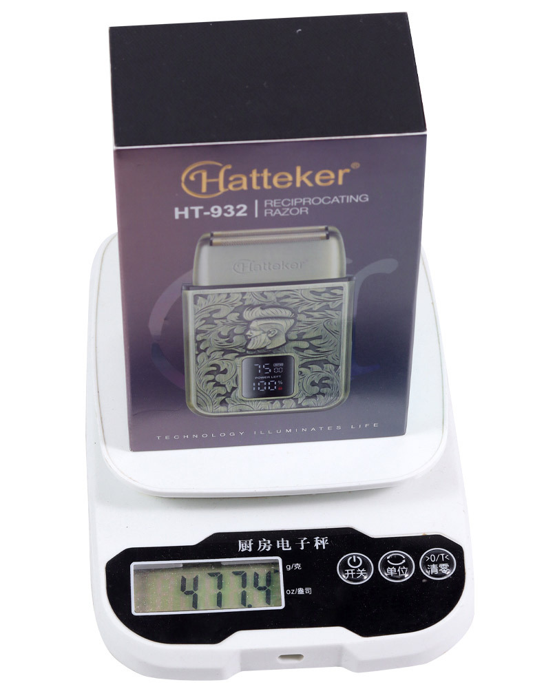 Hatteker复古电动剃须刀往复式双刀刮胡刀三档调金属剃发廊增白器详情20