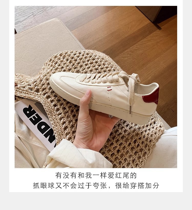 葡萄妈studiolee同款牛皮系带休闲百搭运动板鞋圆头小白鞋女新款详情4
