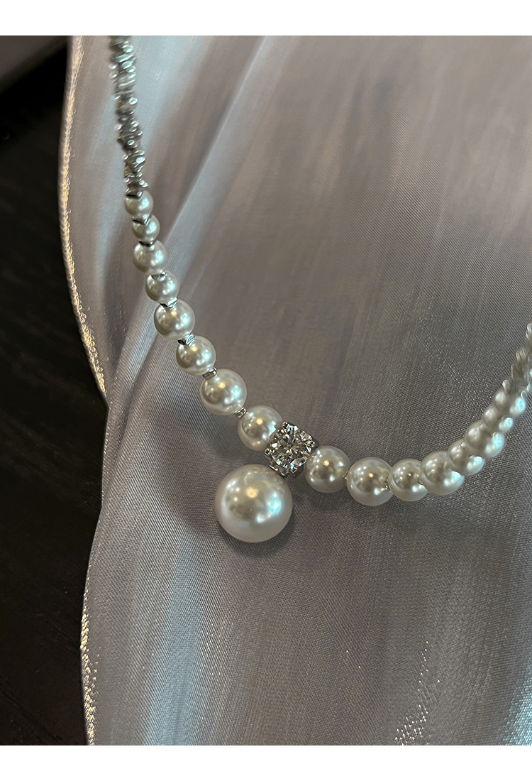 新中式碎银子王妃施家强光珍珠S925纯银渐变项链设计高级感锁骨链详情27