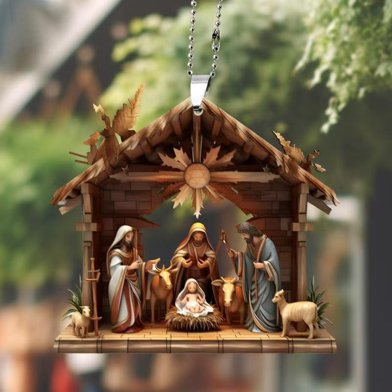 Christmas cross-border best-selling gifts: Acrylic decorative pendants, car interior rearview mirrors, home hanging items, Jesus pic 8
