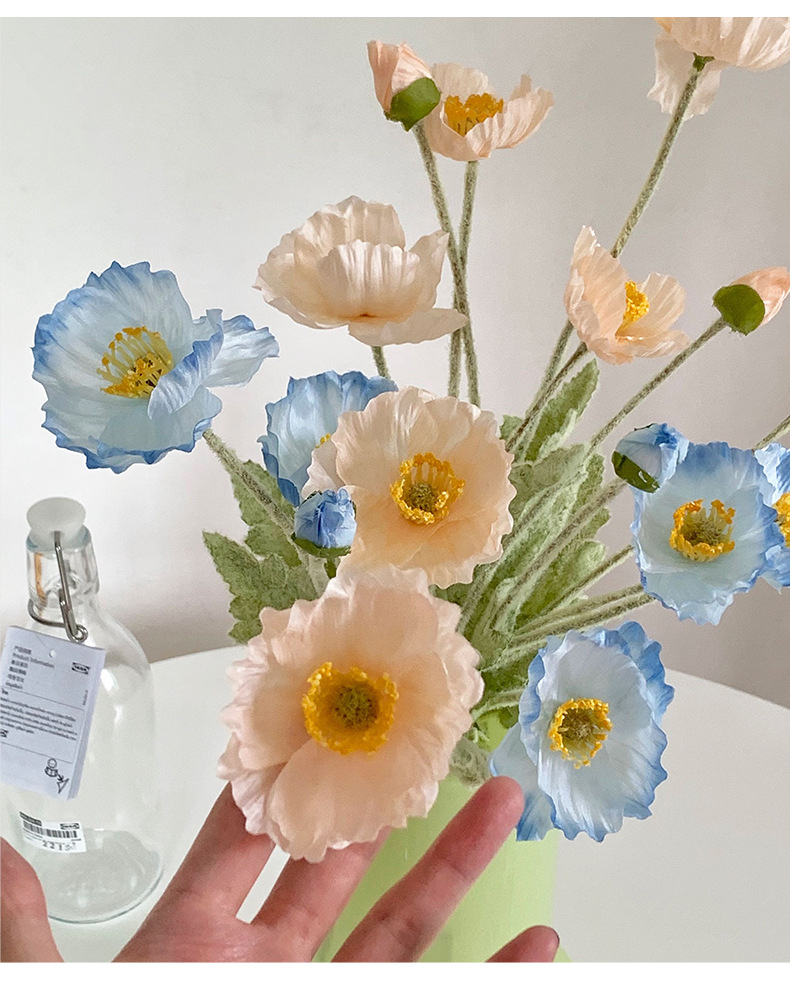 高端北欧ins虞美人仿真花绿植轻奢家居客厅桌摆装饰摆件花束详情11