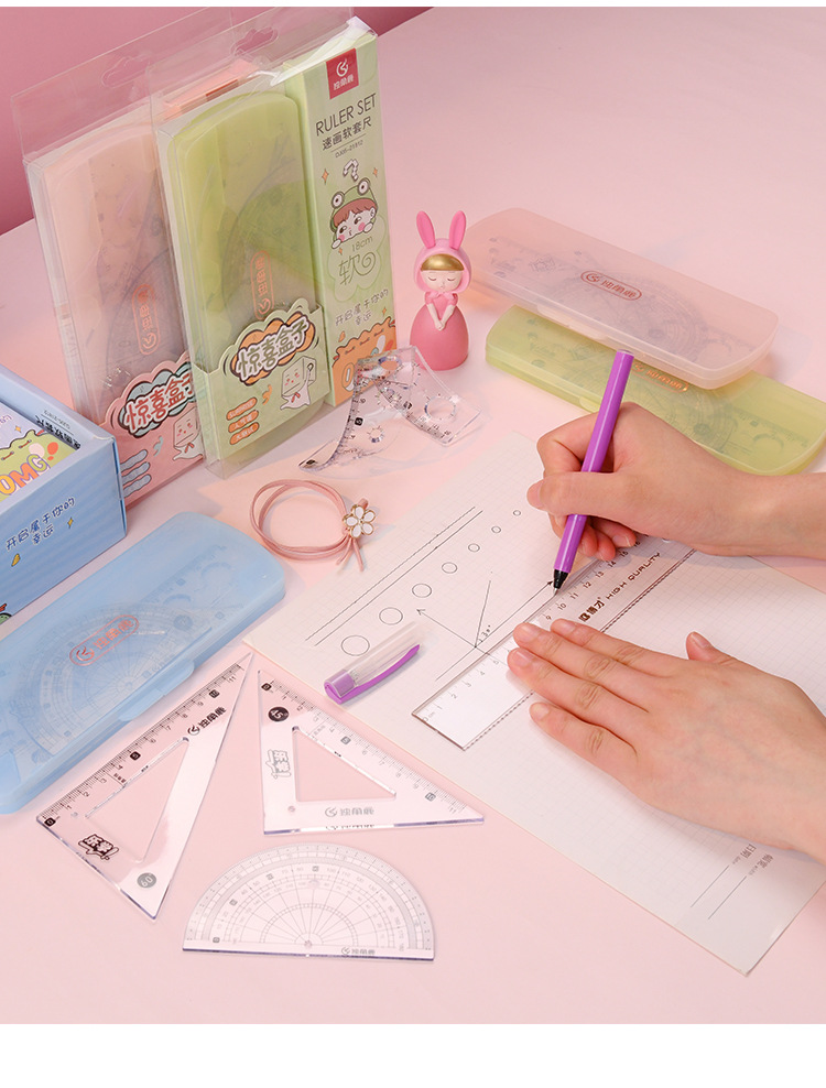 Transparent plastic rulers, soft sleeve rulers, creative stationery for students to start school, Kebei Zhan brand manufacturer wholesale blind boxes pic 9