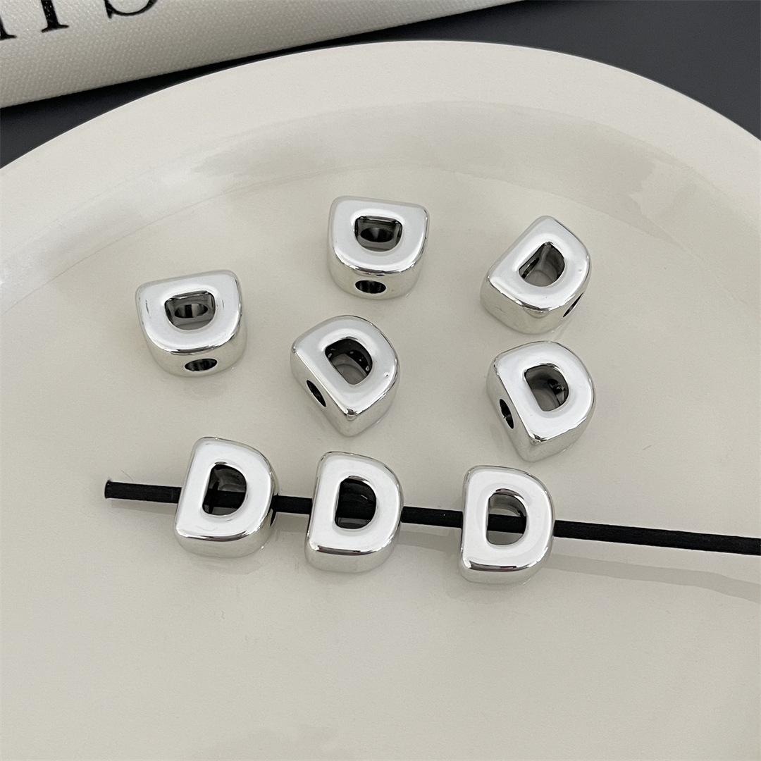 diy acrylic silver large-hole letter beads jewelry accessory package, hanging mobile phone chain accessory, stringing beads, scattering beads pic 9