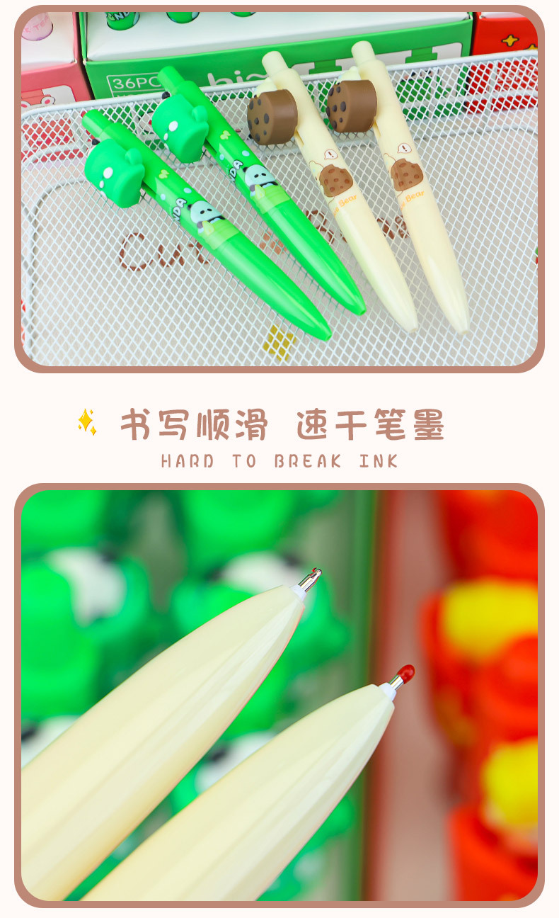 New cookie bear hide-and-seek surprise pen, creative cartoon shape press type gel pen, high appearance level signature pen pic 4