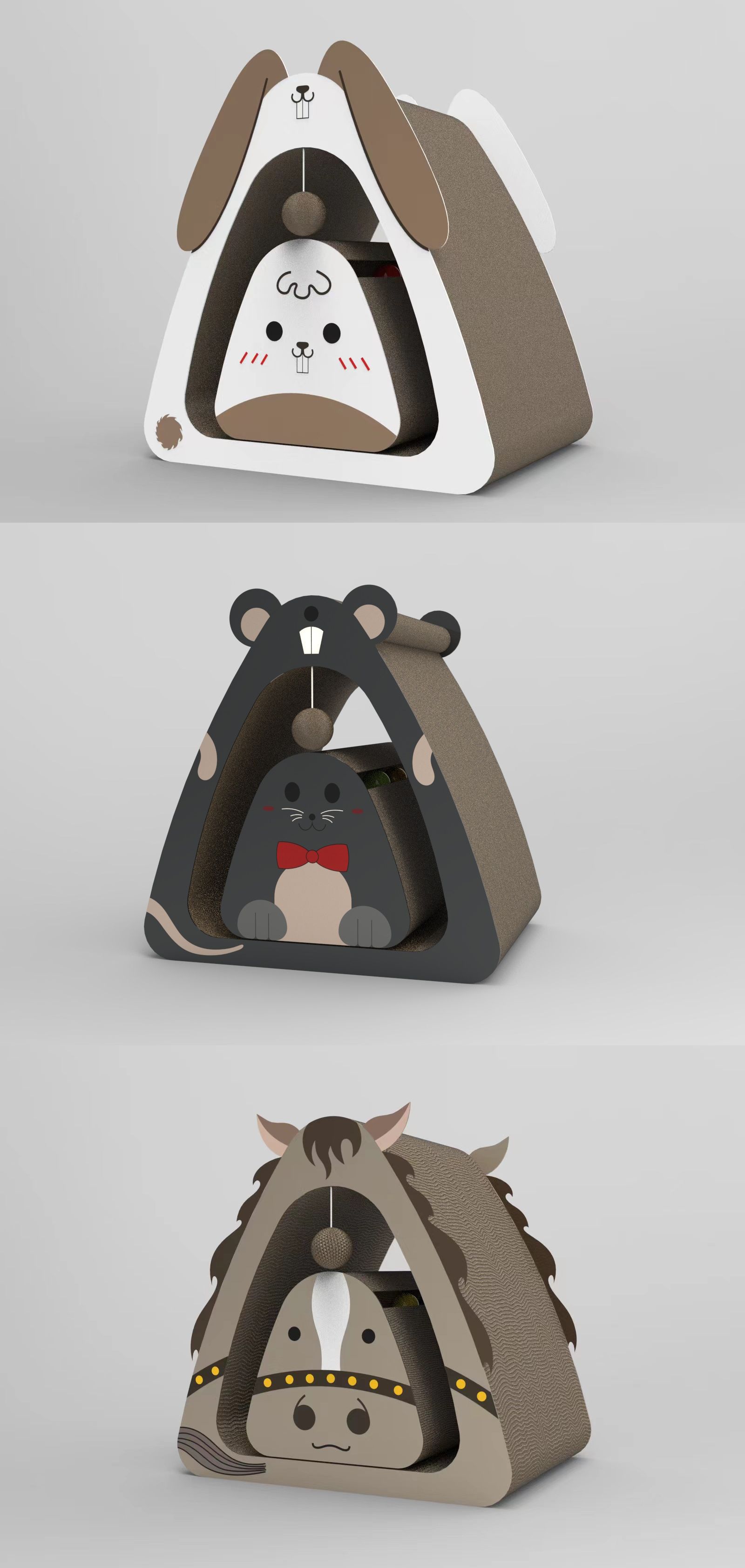 The 12 Chinese zodiac cat scratch-resistant vertical cat scratch-post, creative claw grinding cat paw board, non-flaking corrugated paper cat bed pic 5