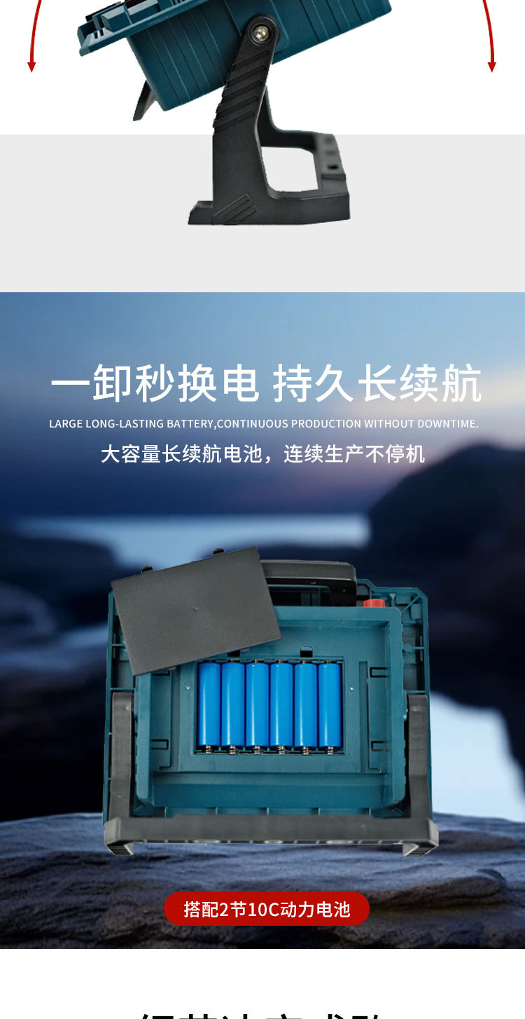 Cross-border solar floodlights, with stepless adjustment, large capacity, long battery life, multi-functional portable outdoor lighting fixtures pic 5