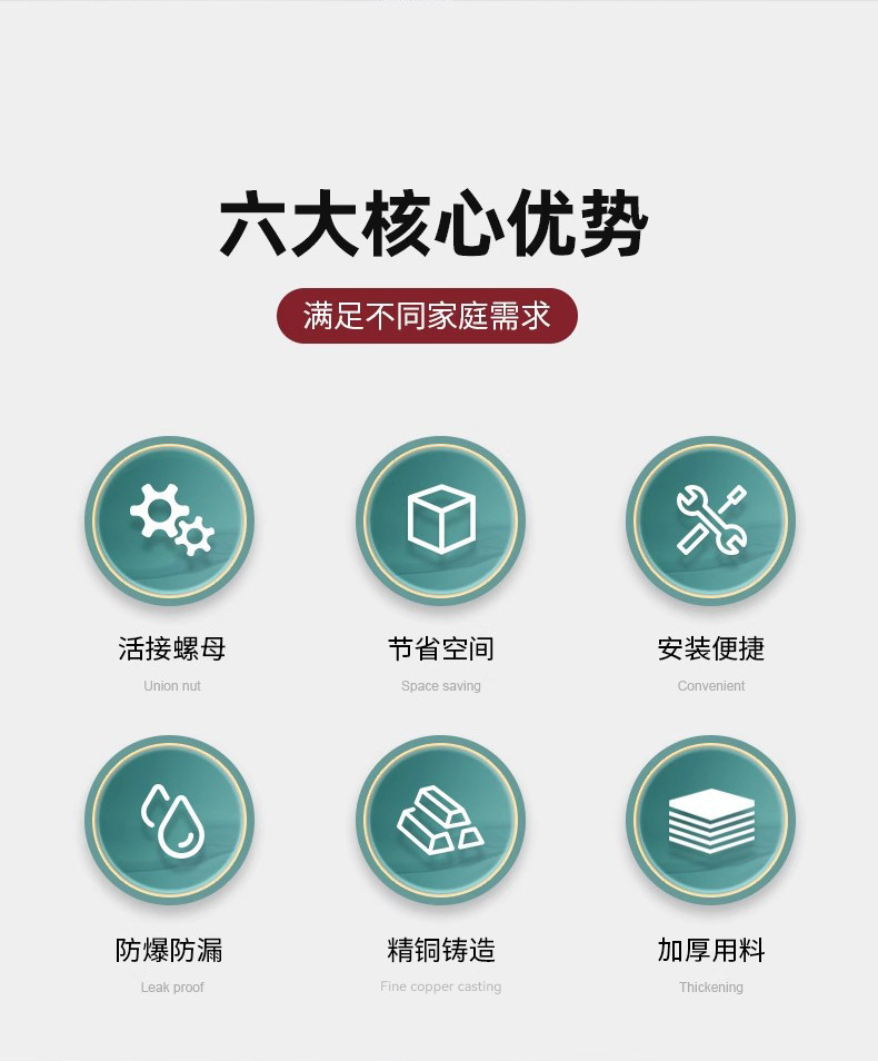 Thickened stainless steel adapter for one-inlet and two-outlet water distributors made of refined copper, specifically designed for faucets and shower heads pic 11