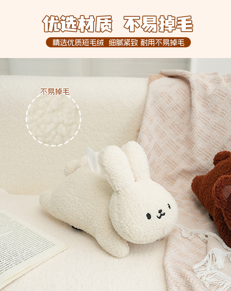 Original cute rabbit tissue box, bedroom and living room desktop decoration, tissue box, creative cartoon multi-functional tissue bag pic 5