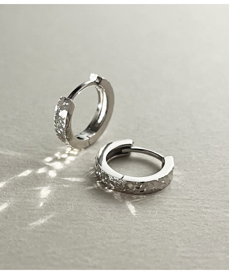 925 sterling silver crushed ice earrings for women, simple, light luxury, fashionable, Hong Kong style, individual and exquisite, sparkling earrings 0140B pic 8