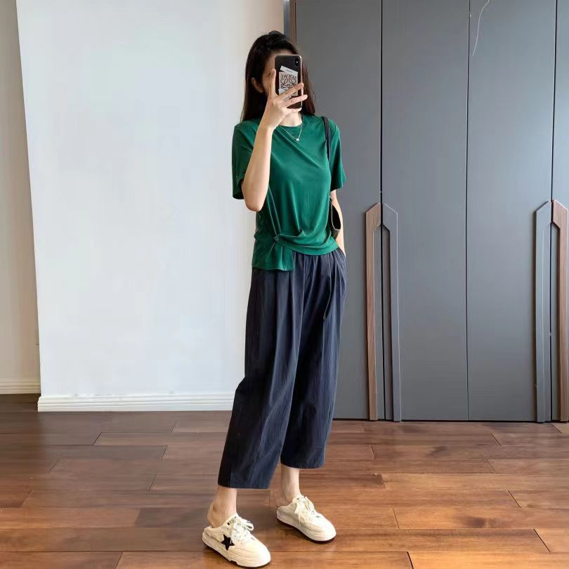 薄款阔腿九分裤女夏纯棉休闲直筒萝卜裤小个子日系显瘦宽松工装裤详情24