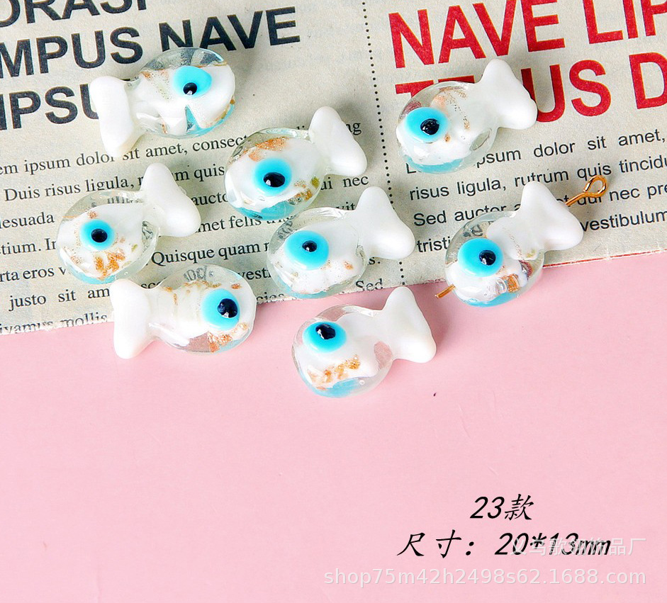 古法工艺琉璃可爱小鱼DIY 项链手链手机链饰配详情23