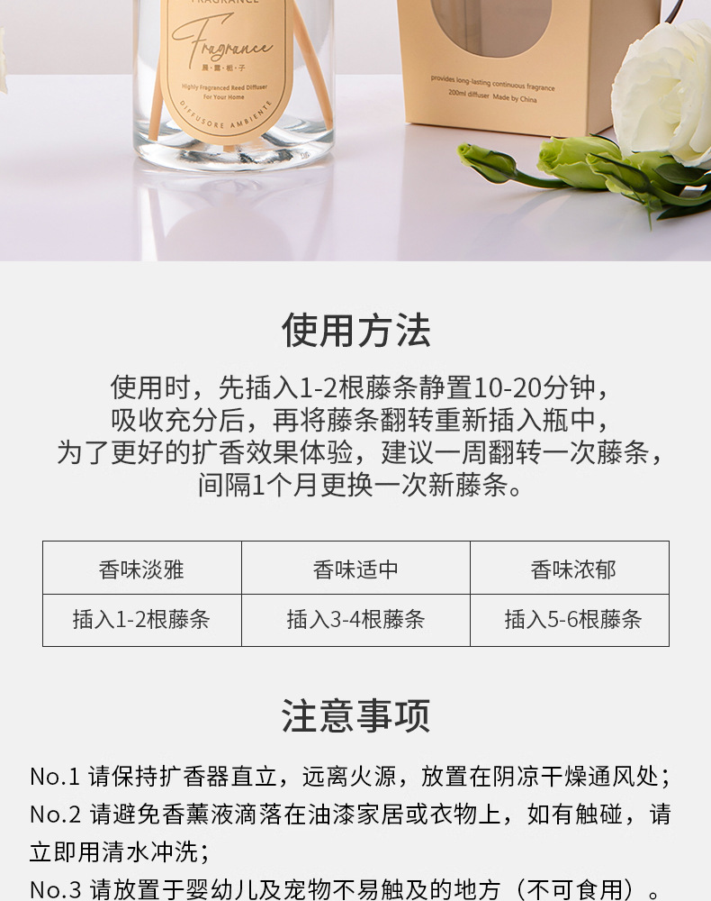 栀子花香薰精油家用伴手礼室内持久无火香薰便携卧室香氛卫生间详情16