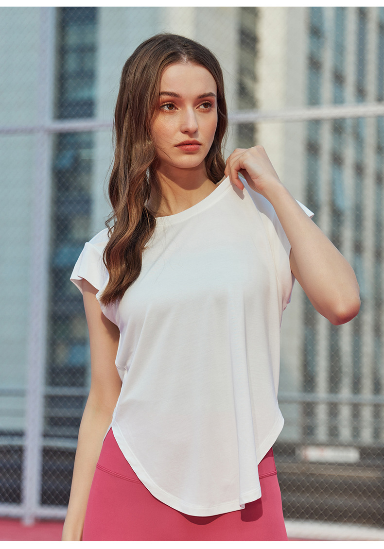 Spring and summer yoga vest top for women, loose, slimming and concealing yoga wear, running training, short-sleeved fitness T-shirt pic 31