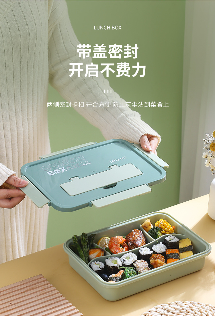 The new student lunch box with compartments can be heated in a microwave oven and comes with chopsticks and spoons. It is a student lunch box for work pic 8