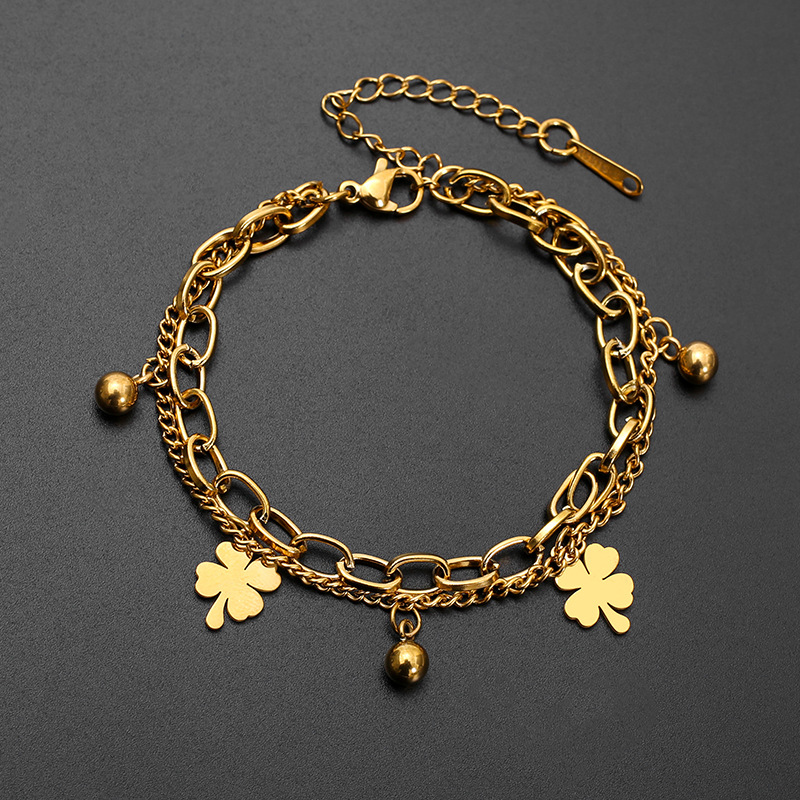 The all-titanium steel, real gold electroplated, light luxury, versatile double-layer butterfly bracelet is simple, individual and high-end accessory at factory price pic 6