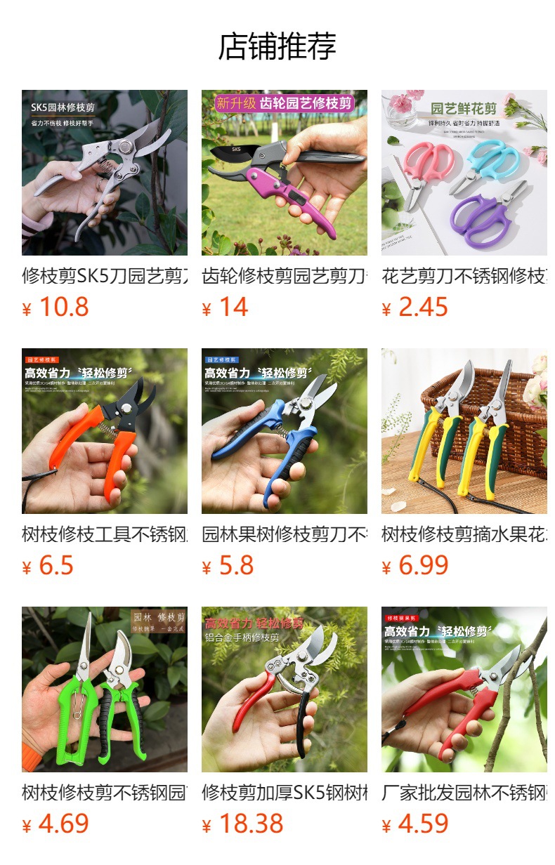 修枝剪全套园艺剪园林弯头花园摘果剪弹簧手动工具剪跨境专供批发详情20