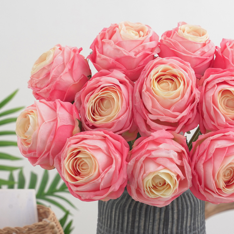 6头焦边荷兰玫 仿真花假花家居装饰婚庆新娘手捧花束摄影道具详情11