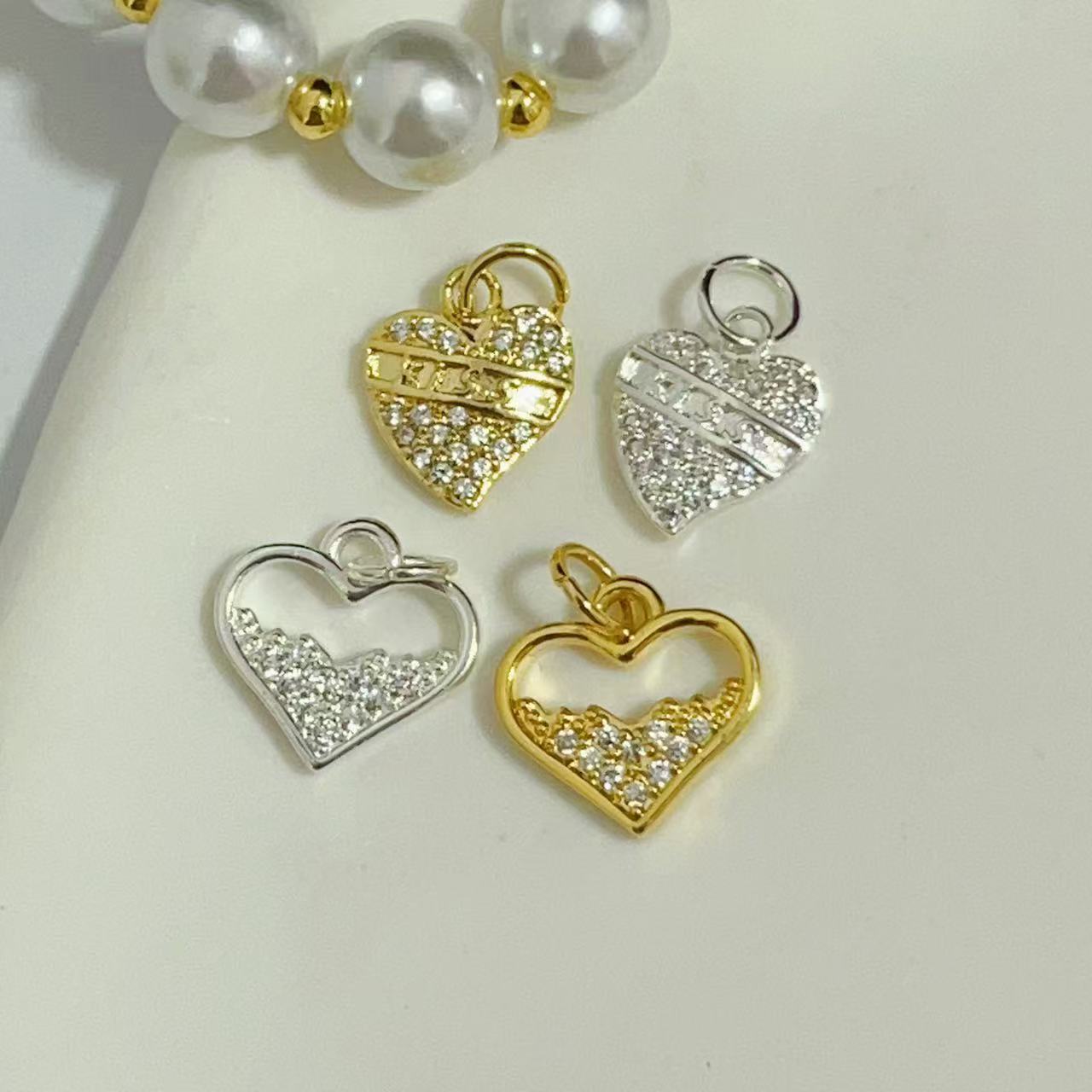 Cross-border 18K copper gold-plated micro-inlaid heart-shaped pendant, fashionable heart-shaped exquisite pendant, handmade necklace, DIY jewelry accessory pic 6