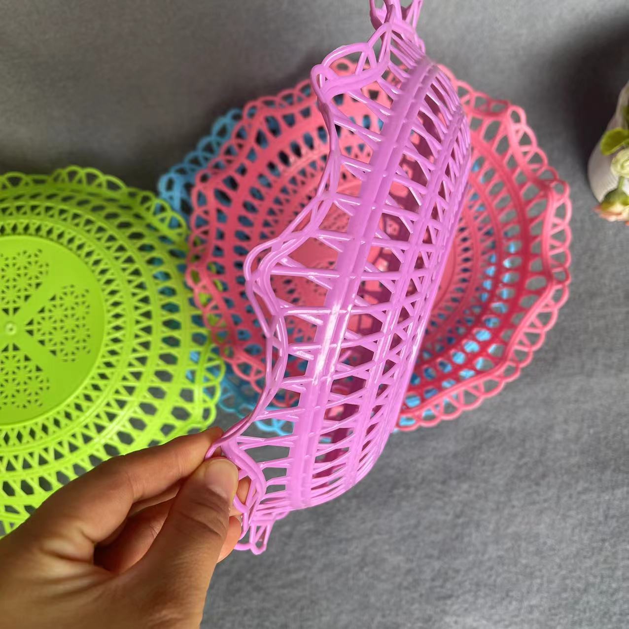 【 Zone 3-9 】902 Fruit Basket 300 yuan per box, hollow vegetable washing basket, Fruit basket, round fruit basin basket, creative living room plastic fruit basket wholesale pic 5