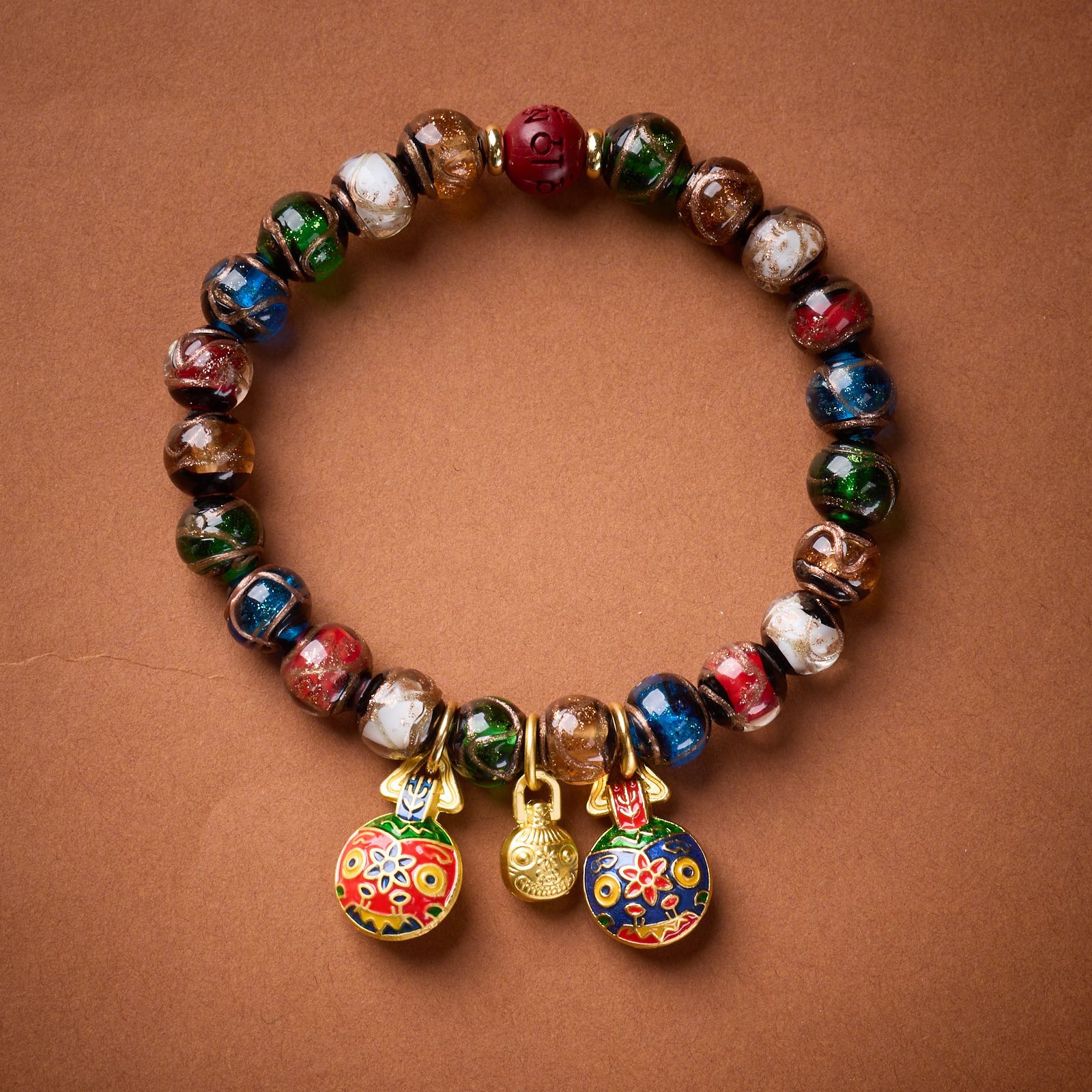 A family of three, gold-swallowing beast incense ash glass bracelet, ancient-style five-color bead couple bracelet and jewelry in stock wholesale pic 9