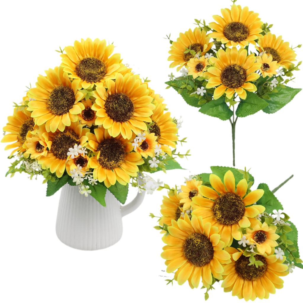跨境热销仿真花向日葵雏菊太阳花家居装饰摆件户外绿植假花批发详情2