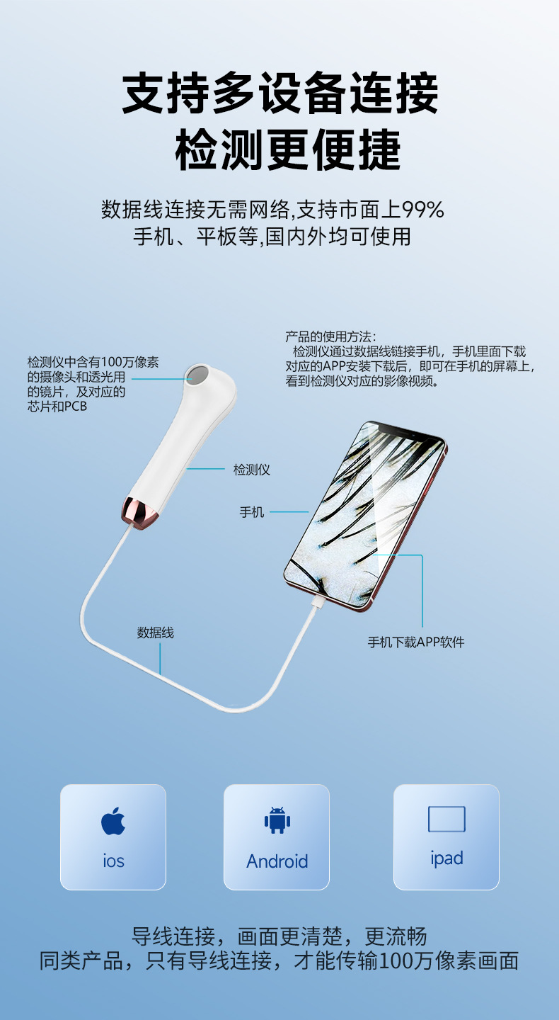 shanilak   家用头皮头囊检测仪数码高清100W像素电子显微镜可拍照皮肤检测仪详情7