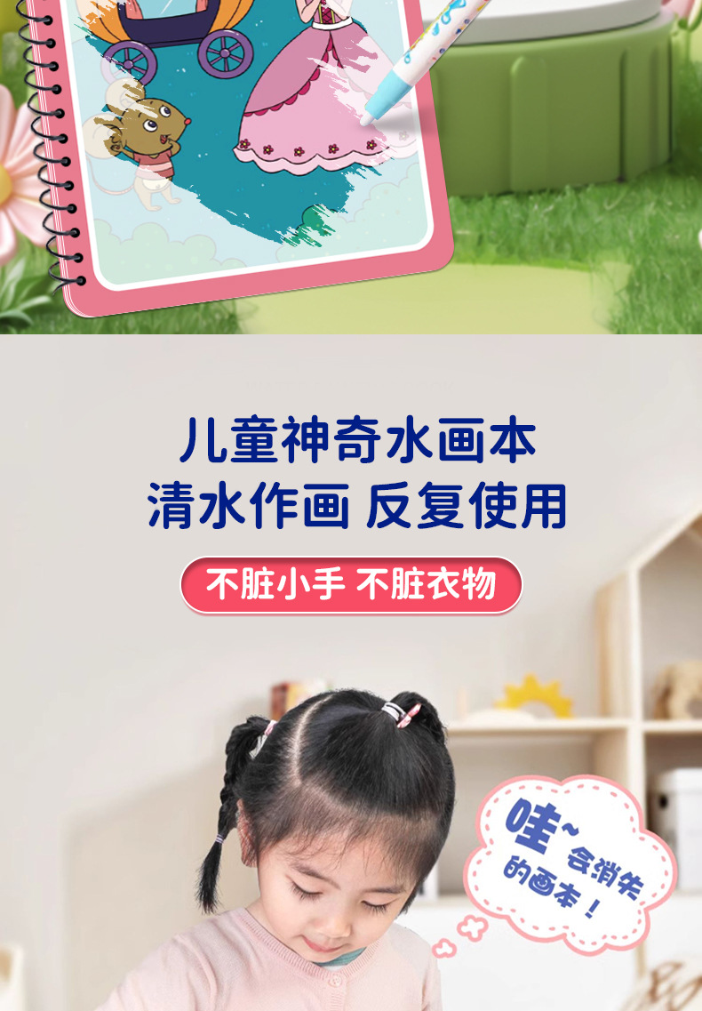 水画本儿童画画本神奇涂色绘画画套装宝宝益智反复填色水彩画玩具详情5