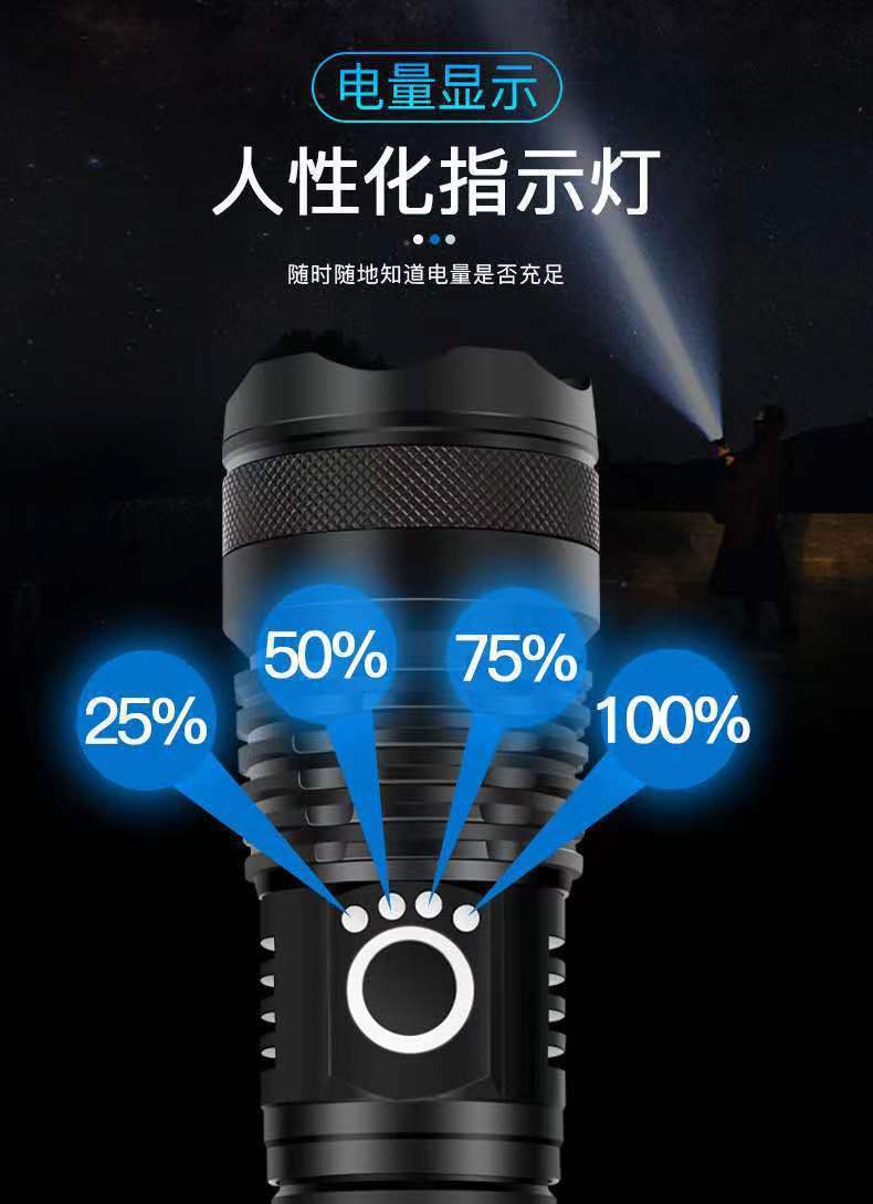 小型战术强光手电筒手电筒装电池便携户外照明详情12