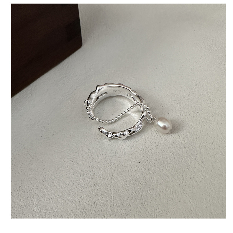 S925 sterling silver Korean version fashionable pearl ring with texture, niche design, retro Korean style ring IN wholesale pic 21