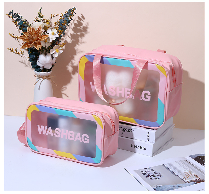 PU磨砂防水化妆品收纳袋大容量化妆包便携式手提透明旅行洗漱包详情12