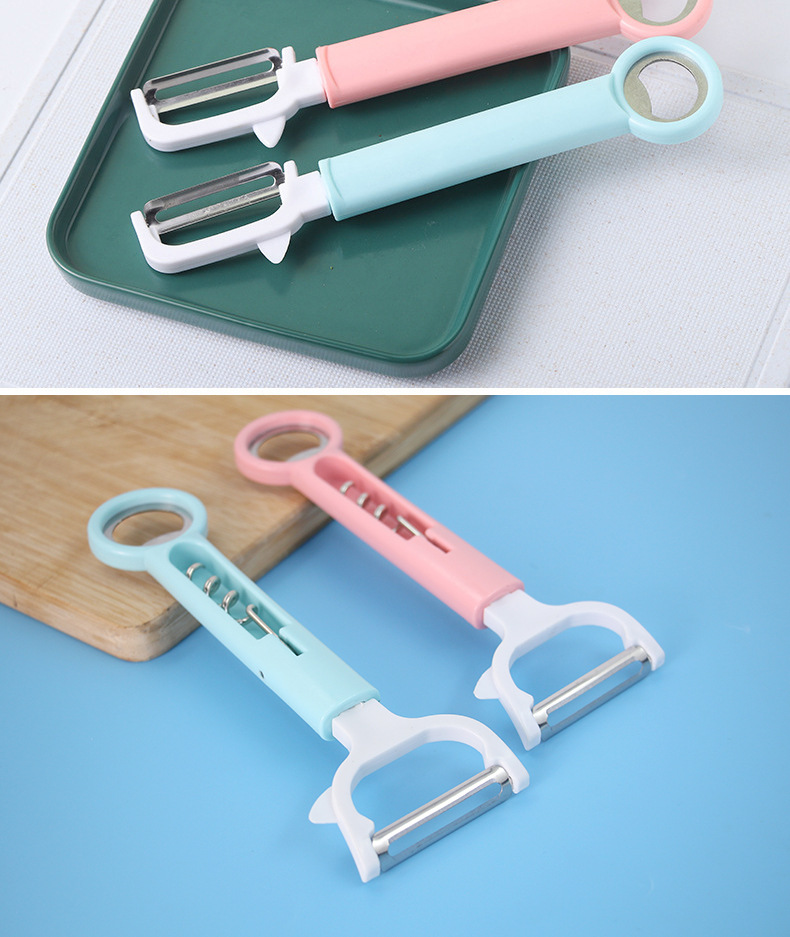 厂家直销11包邮三合一多用途削皮神器 不锈钢瓜刨水果刮皮刀 刨子削皮器 不诱钢材质耐用实用详情11