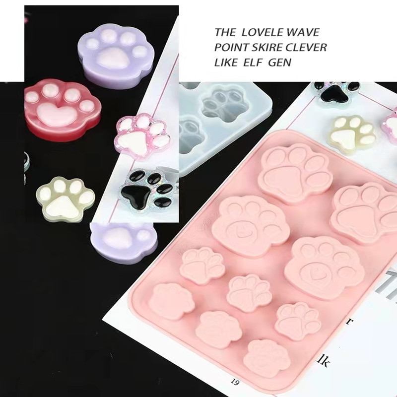 10-piece dog footprint silicone cake mold, cat paw handmade soap mold, cold-made soap, baby food candle mold, and epoxy resin mold pic 2