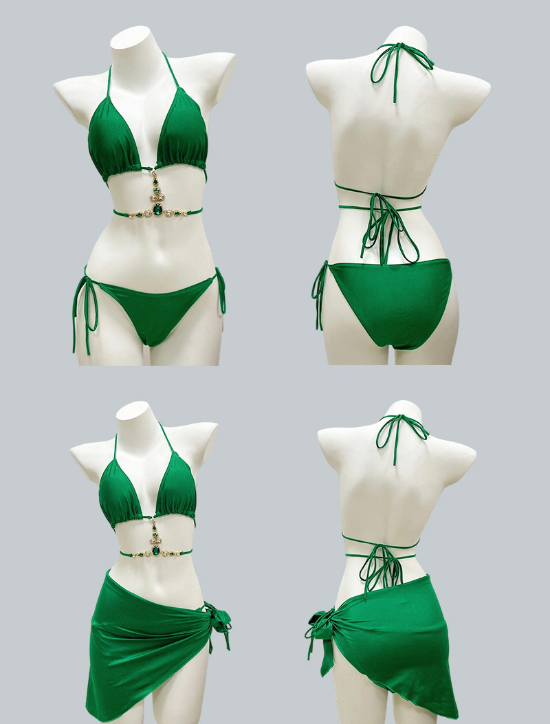 Baiya Swimwear Women 2025 New Style Lace-up waist-Showing Wrap Dress Three-piece Set Bikini Hot Spring Vacation Swimwear Wholesale -125107 pic 2