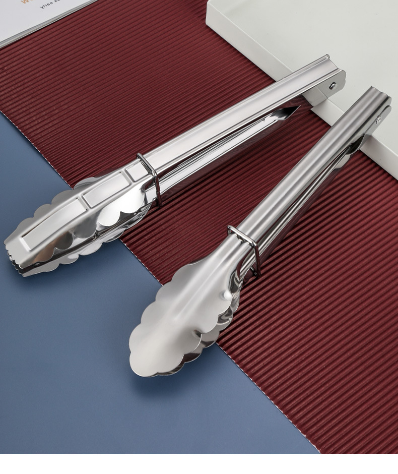 不锈钢食品夹厨房家用烹饪工具厂家批发自助餐烧烤肉面包食物夹详情11