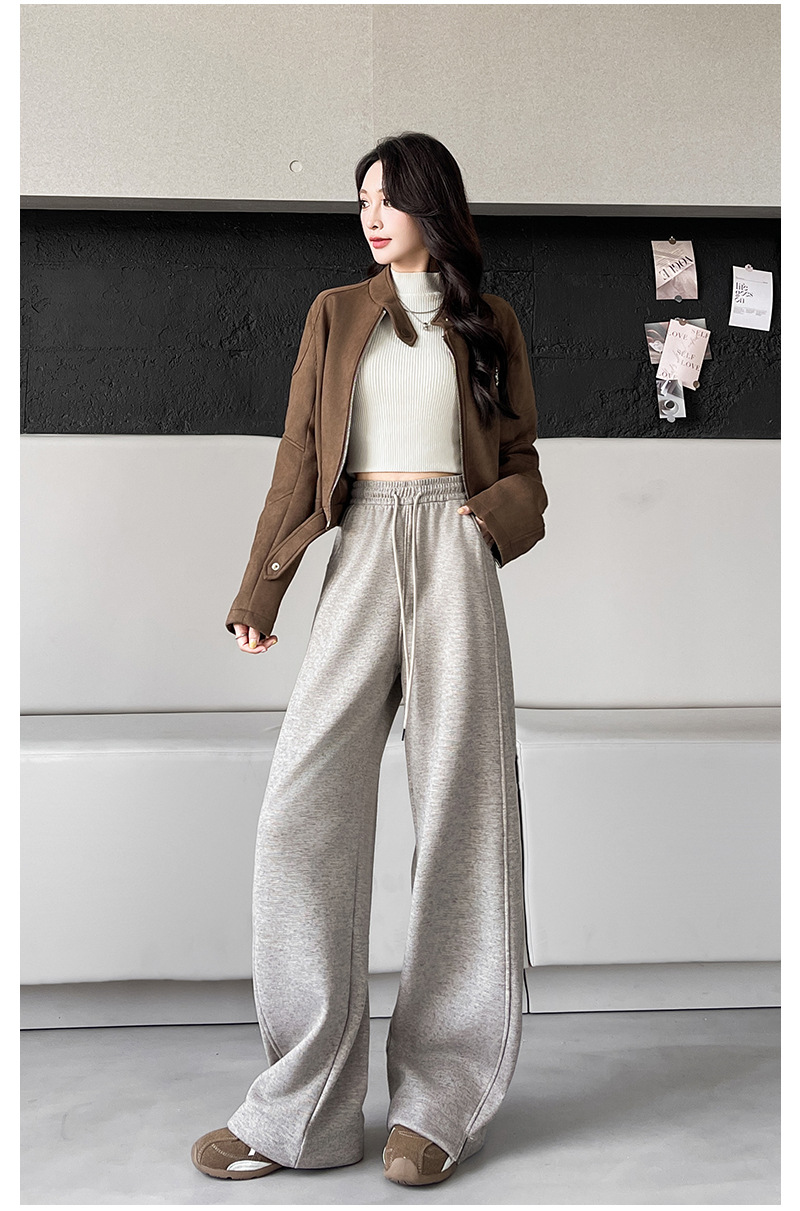 羊绒阔腿裤女秋冬季2025新款宽松直筒宽松垂感加绒加厚糯米休闲裤详情17