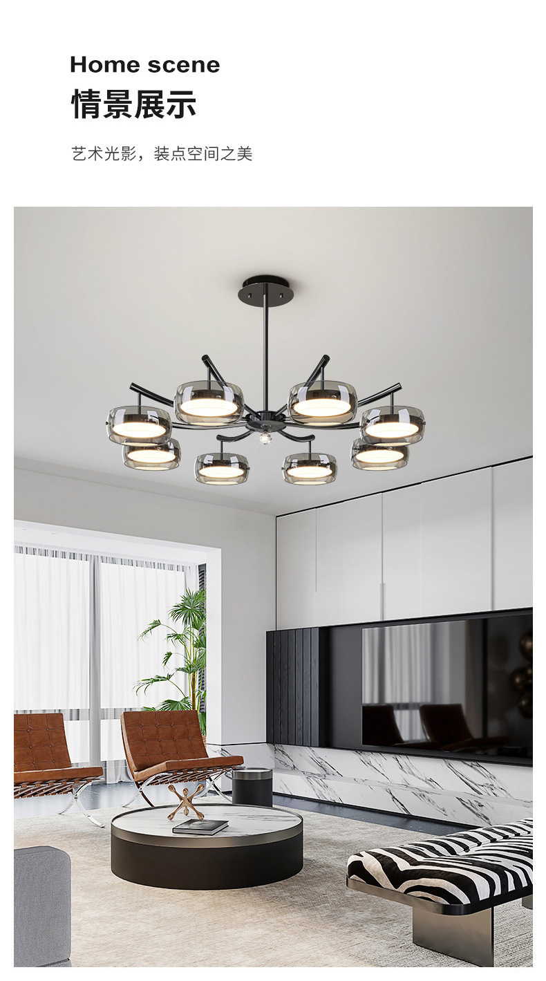 跨境电商餐厅吊灯现代简约餐桌灯高级感轻奢极简玻璃饭厅中山灯具详情6