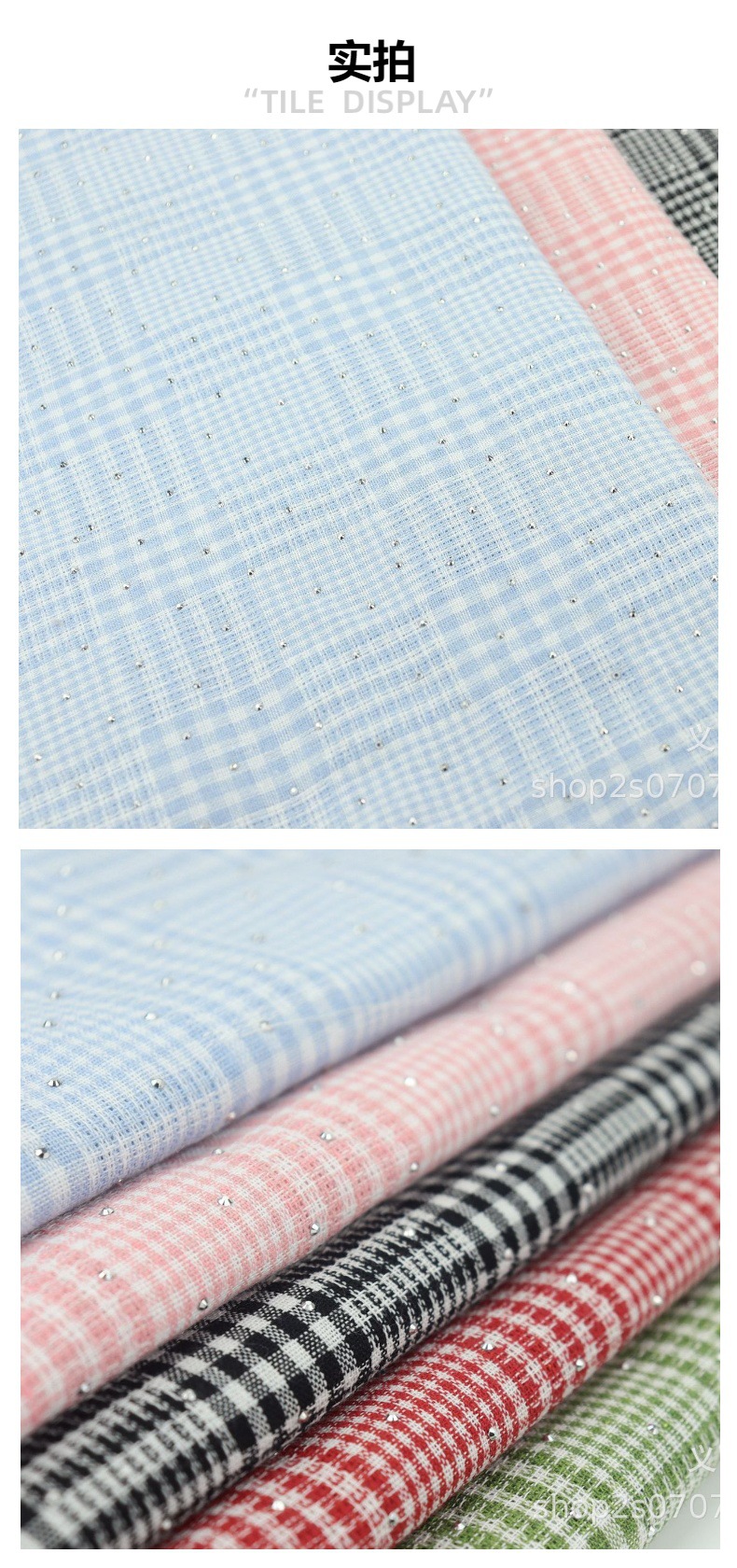 New checkered hot diamond Korean-style hair tie toys, ins accessories, bags, fabric, polyester-cotton factory wholesale, cross-border bestsellers pic 5